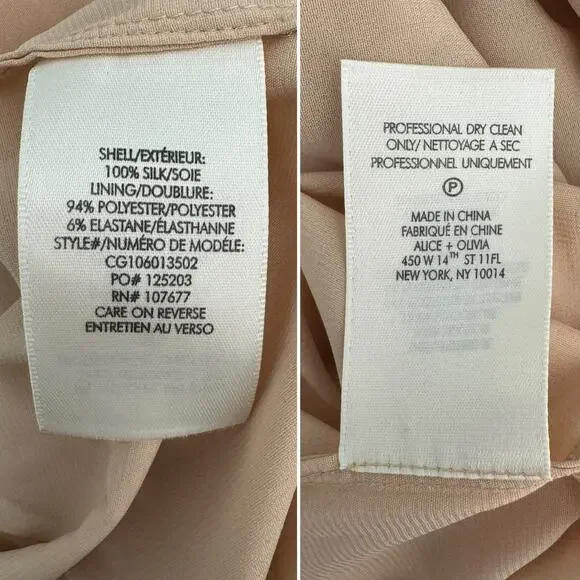 Alice + Olivia Rya Nude Silk Braided Cut Out Sheer Draped Maxi Dress size 10 - Picture 8 of 11